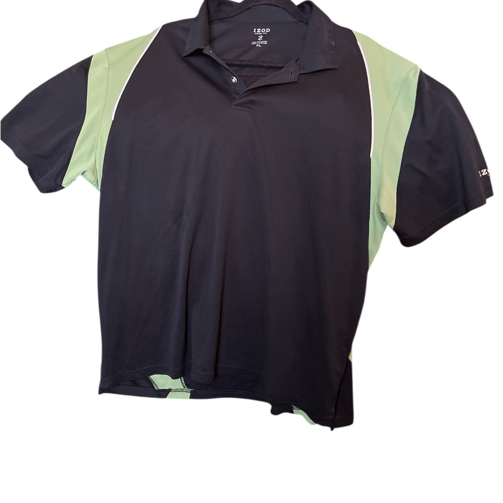 Izod Performance Polo Black and Green Sporty Design
